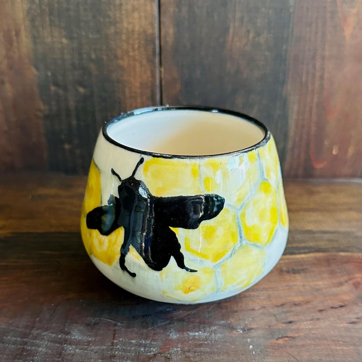 Bee Hive Yunomi Yellow Honeybee Handleless Mug Cup Tumbler M2526