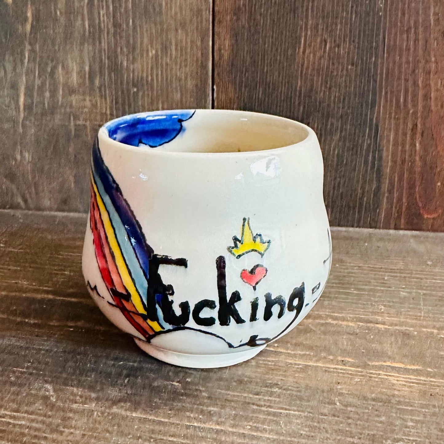 Handmade Mug Handleless Rainbow Yunomi Fantastic M2542