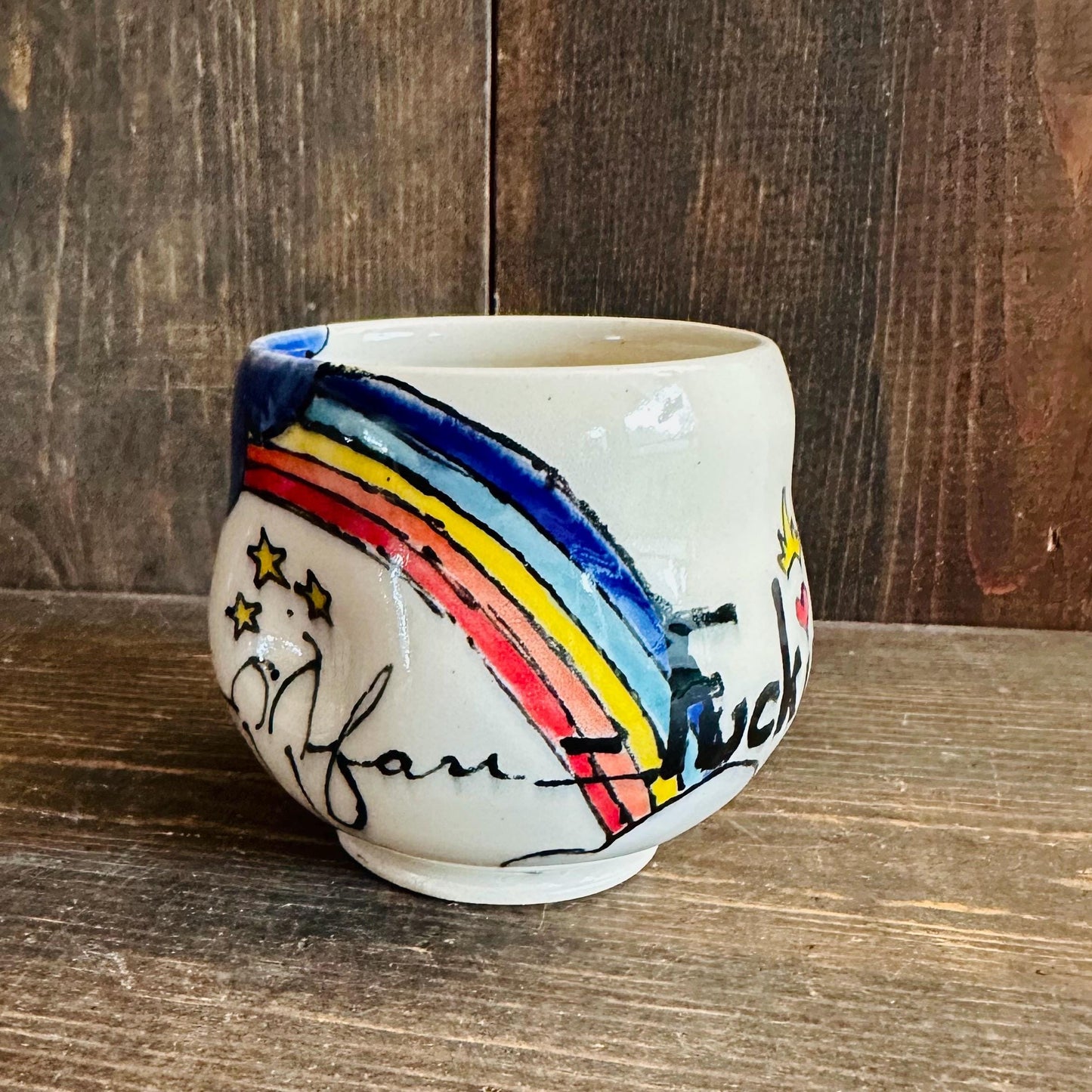 Handmade Mug Handleless Rainbow Yunomi Fantastic M2542