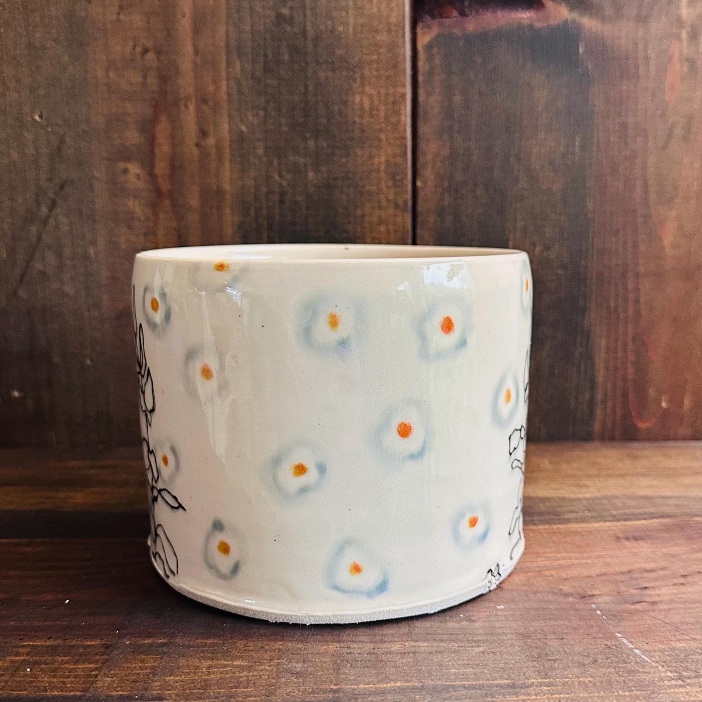CUSTOM ORDER Planter Bunny Waffle House Eggs Watercolor Style Ceramic Planter Handmade Planter CUSTOM