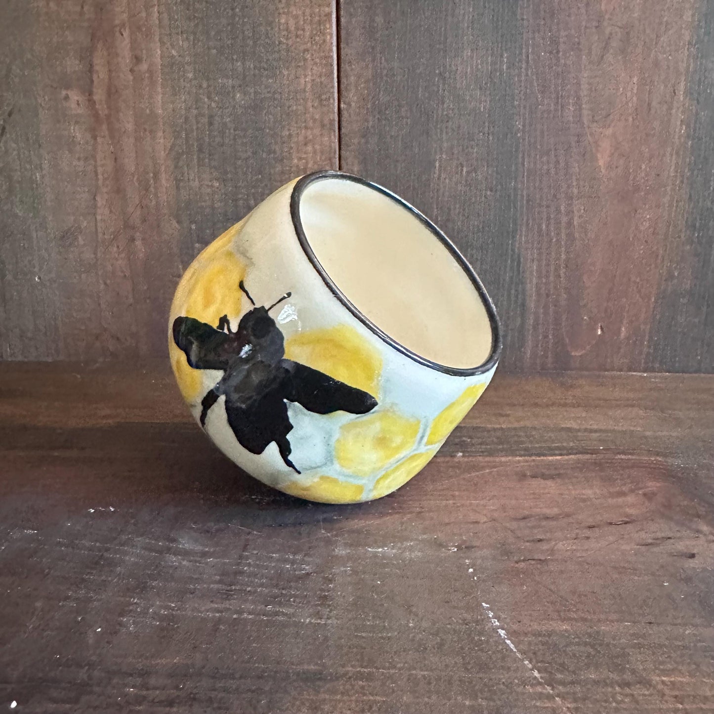 Bee Hive Yunomi Yellow Honeybee Handleless Mug Cup Tumbler M2525