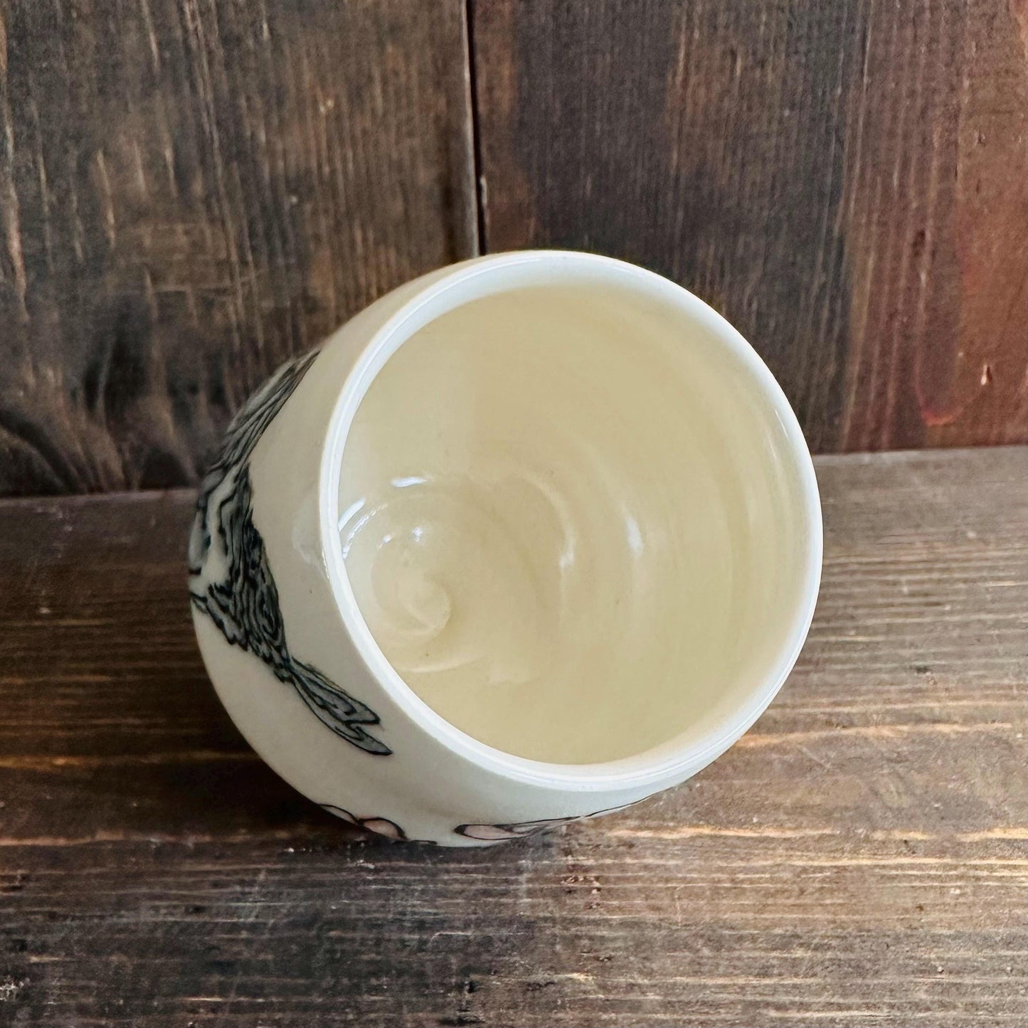 Yunomi Cup Boxing Hare Rabbit Tulip Ceramic Mug Handmade M2535