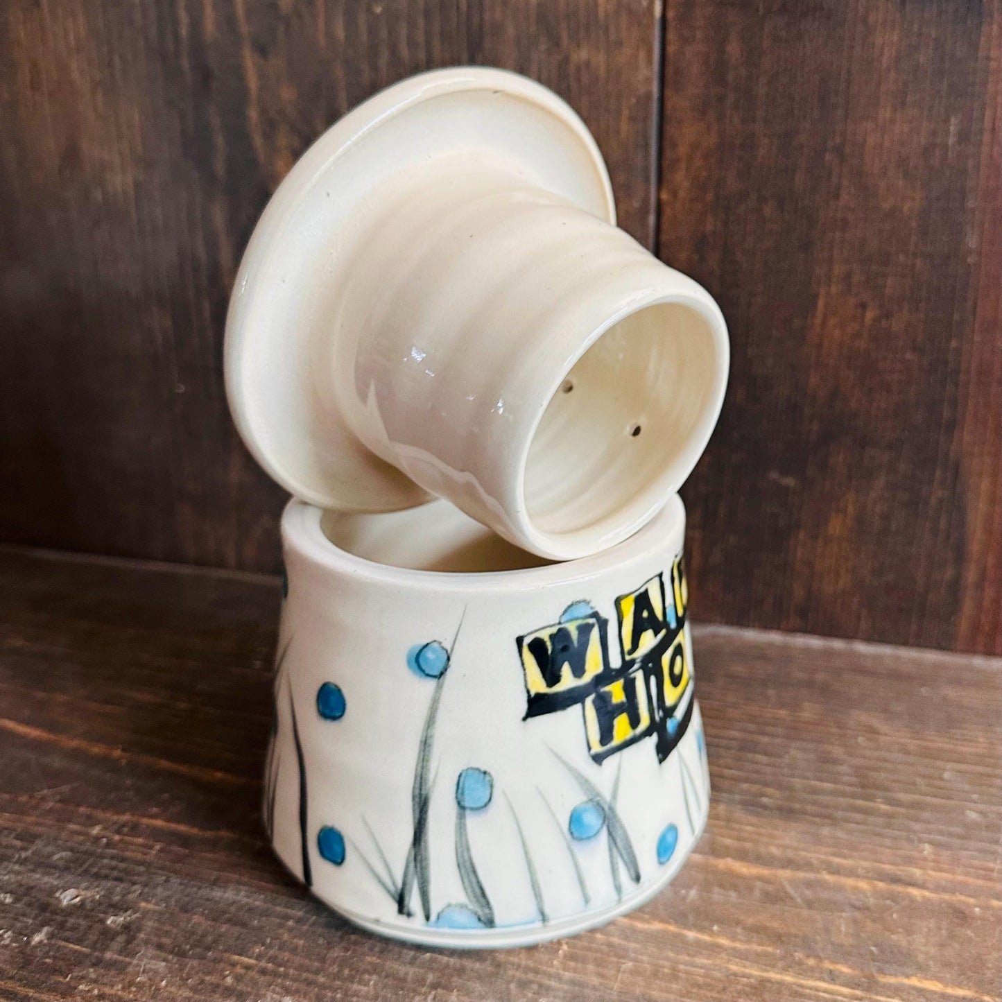 Butter Bell Bunny with Waffle House Sign French Butter Cloche Butter Dish M2537