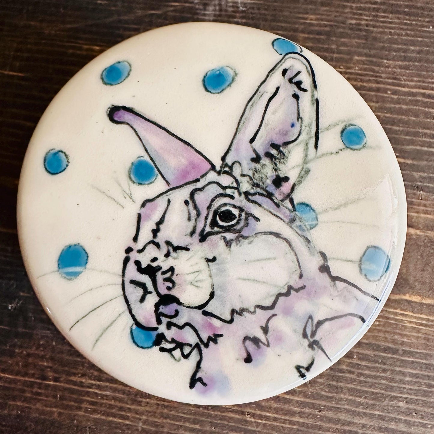 Butter Bell Bunny with Waffle House Sign French Butter Cloche Butter Dish M2537