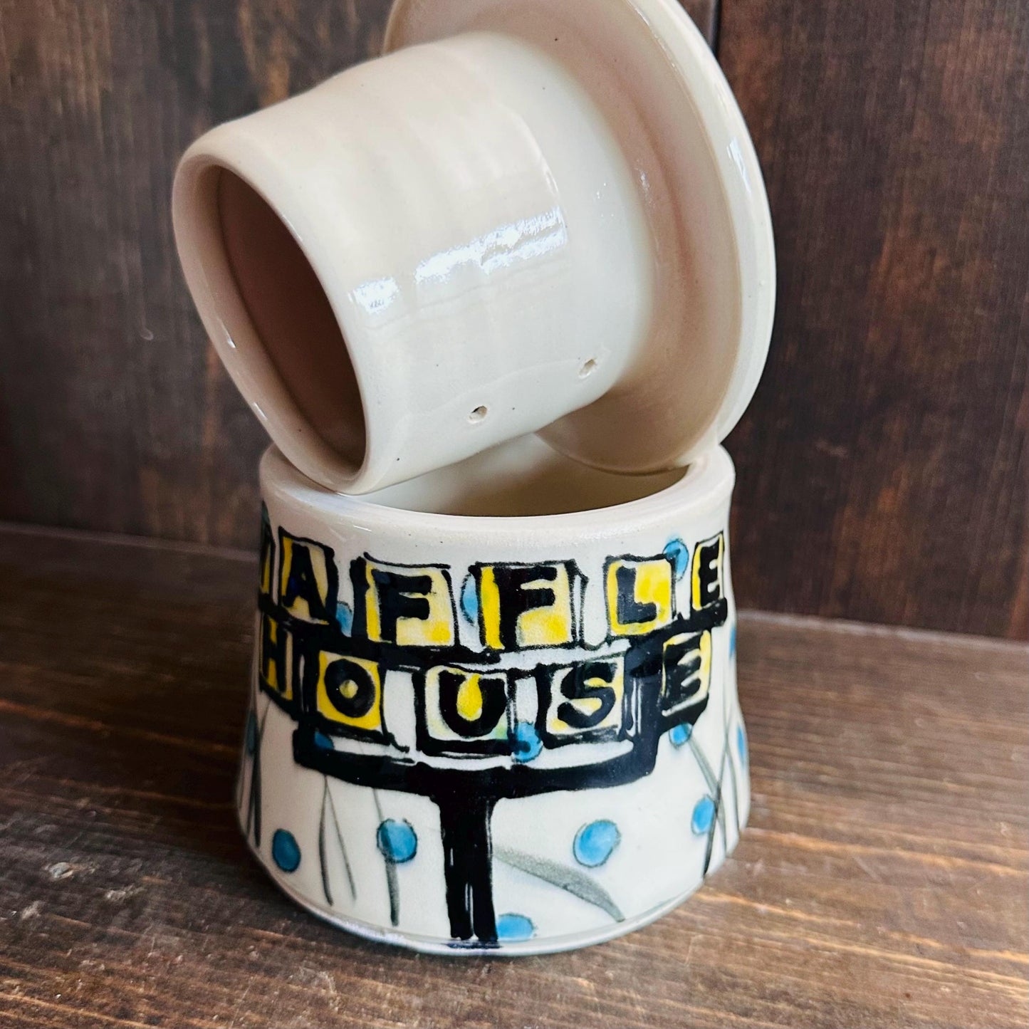 Butter Bell Bunny with Waffle House Sign French Butter Cloche Butter Dish M2537