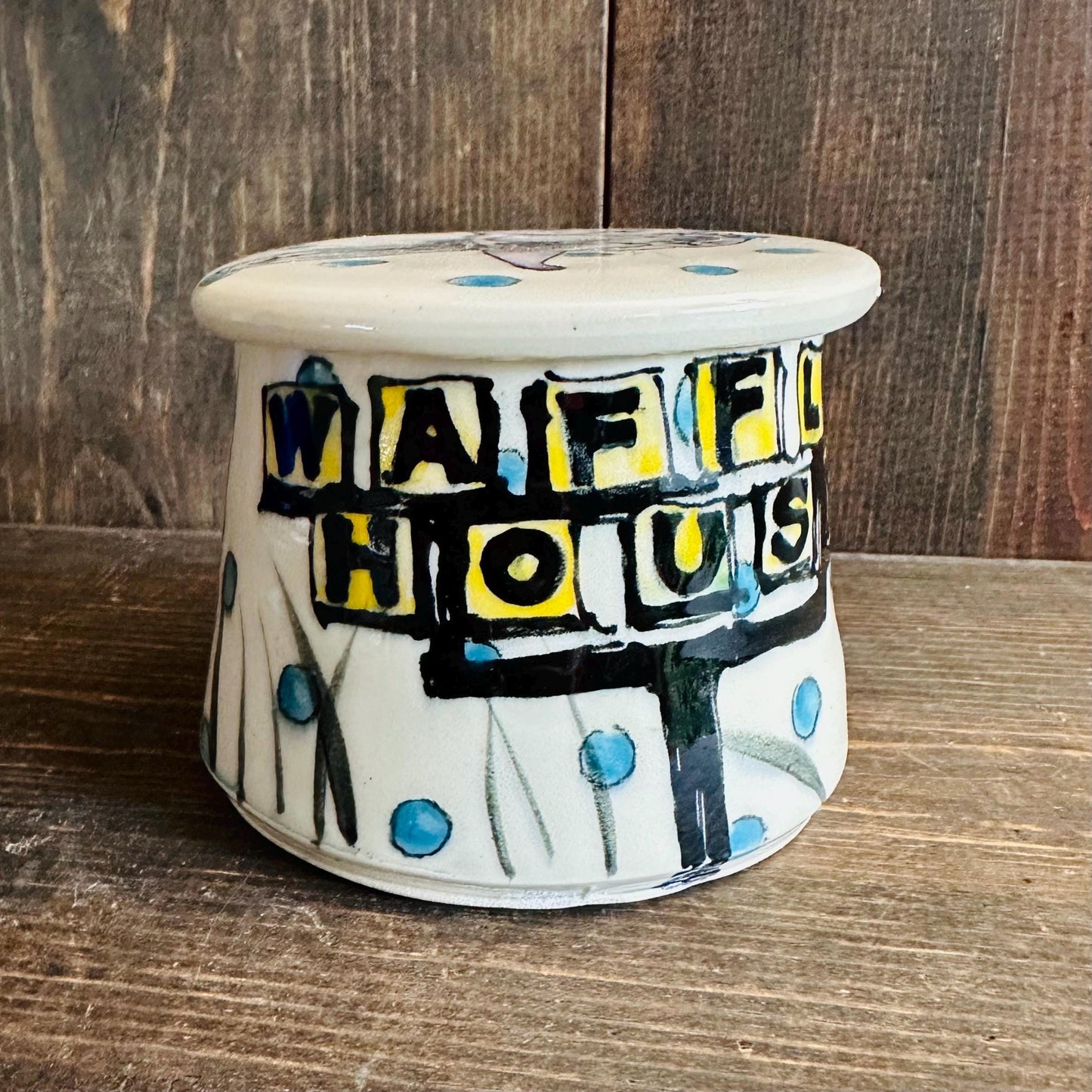 Butter Bell Bunny with Waffle House Sign French Butter Cloche Butter Dish M2537