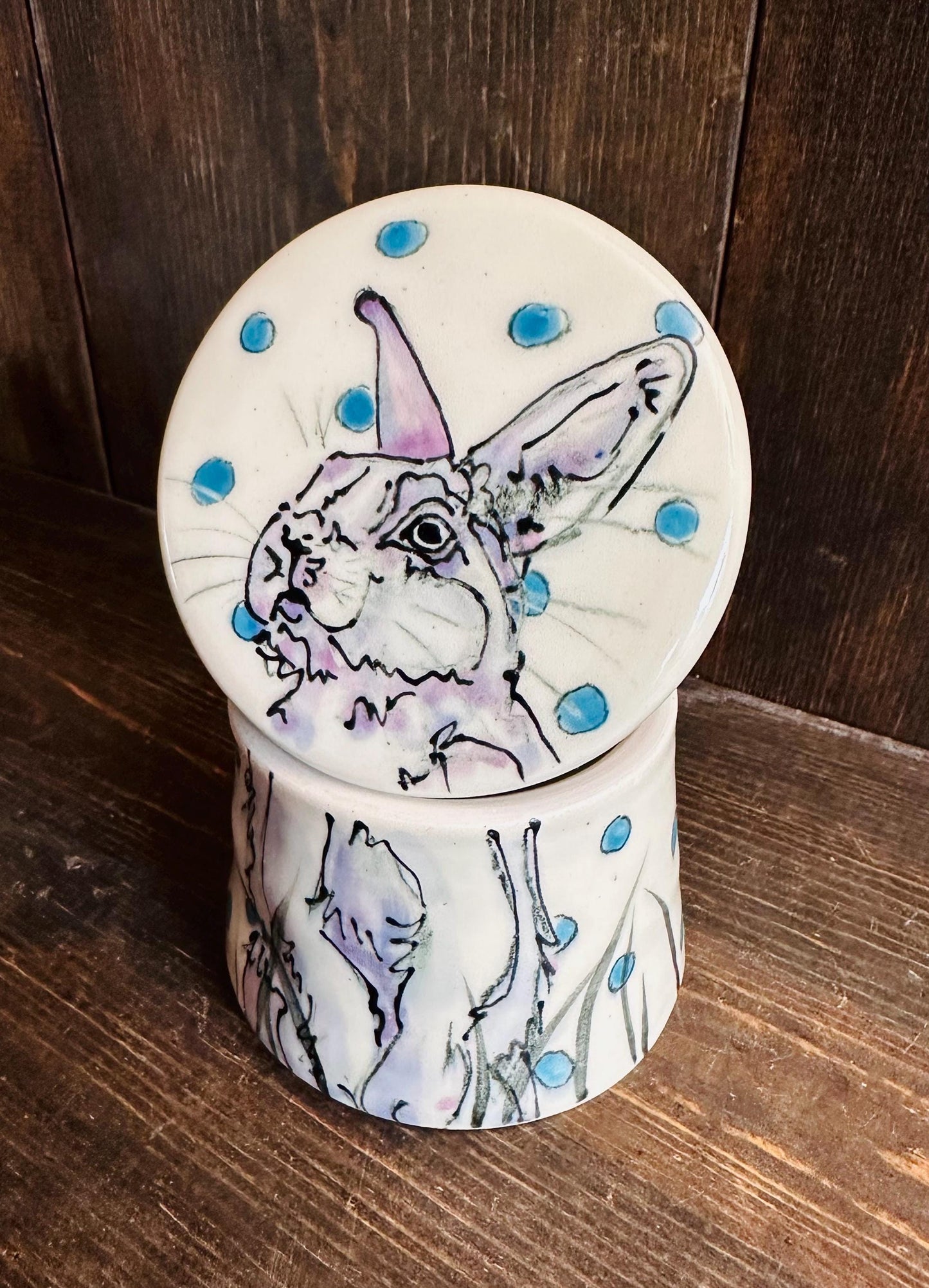 Butter Bell Bunny with Waffle House Sign French Butter Cloche Butter Dish M2537