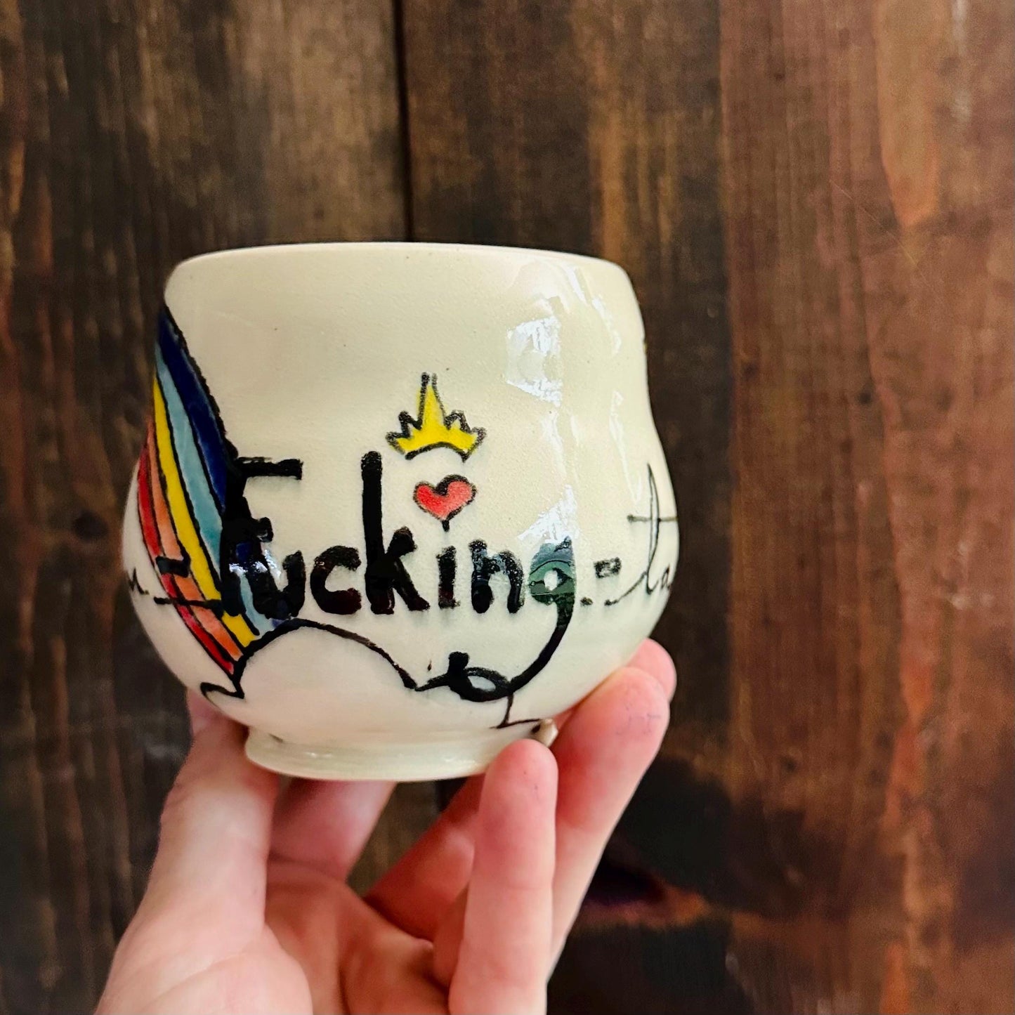Handmade Mug Handleless Rainbow Yunomi Fantastic M2542