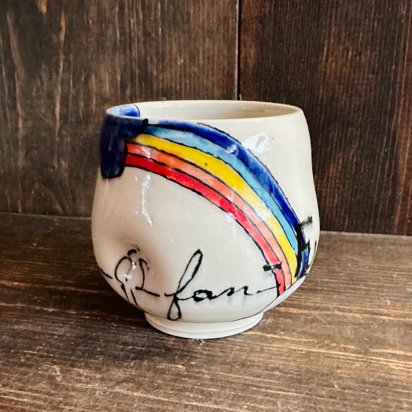 Handmade Mug Handleless Rainbow Yunomi Fantastic M2540