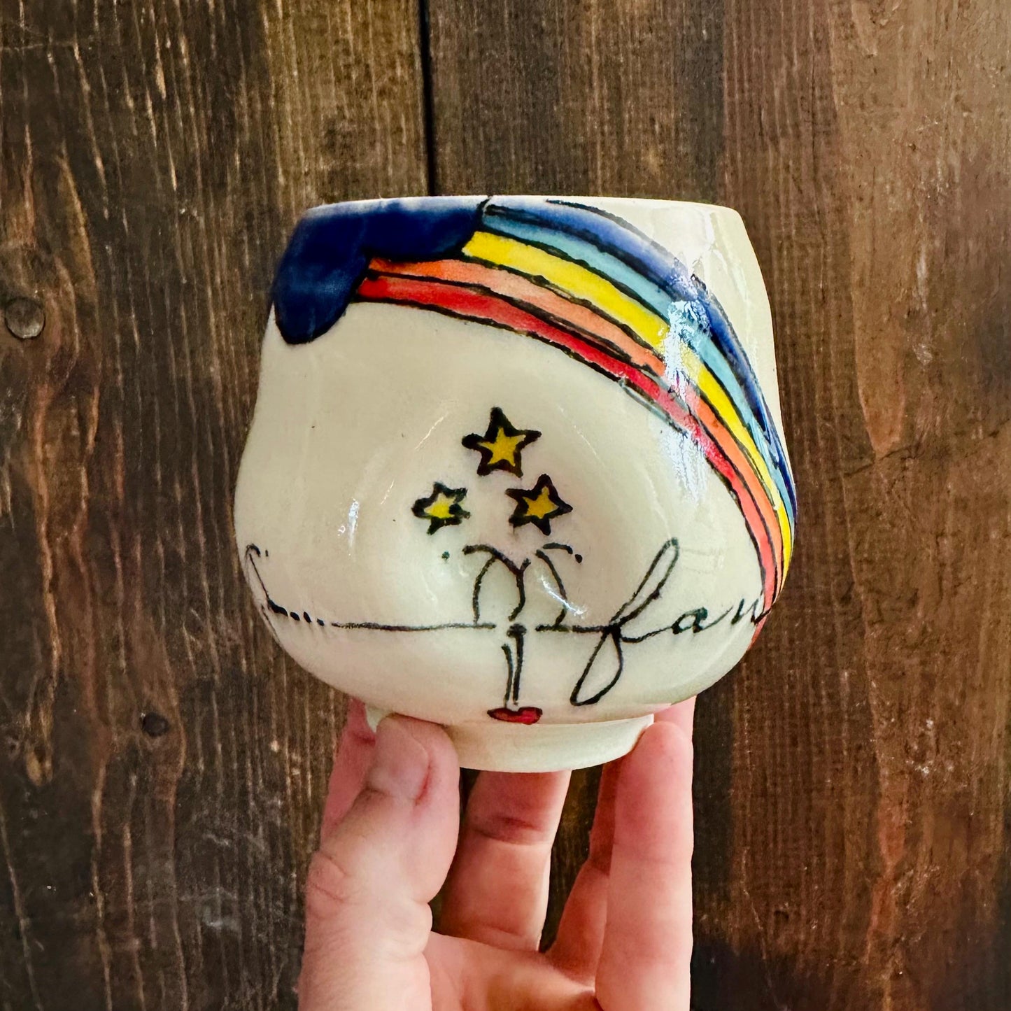 Handmade Mug Handleless Rainbow Yunomi Fantastic M2541