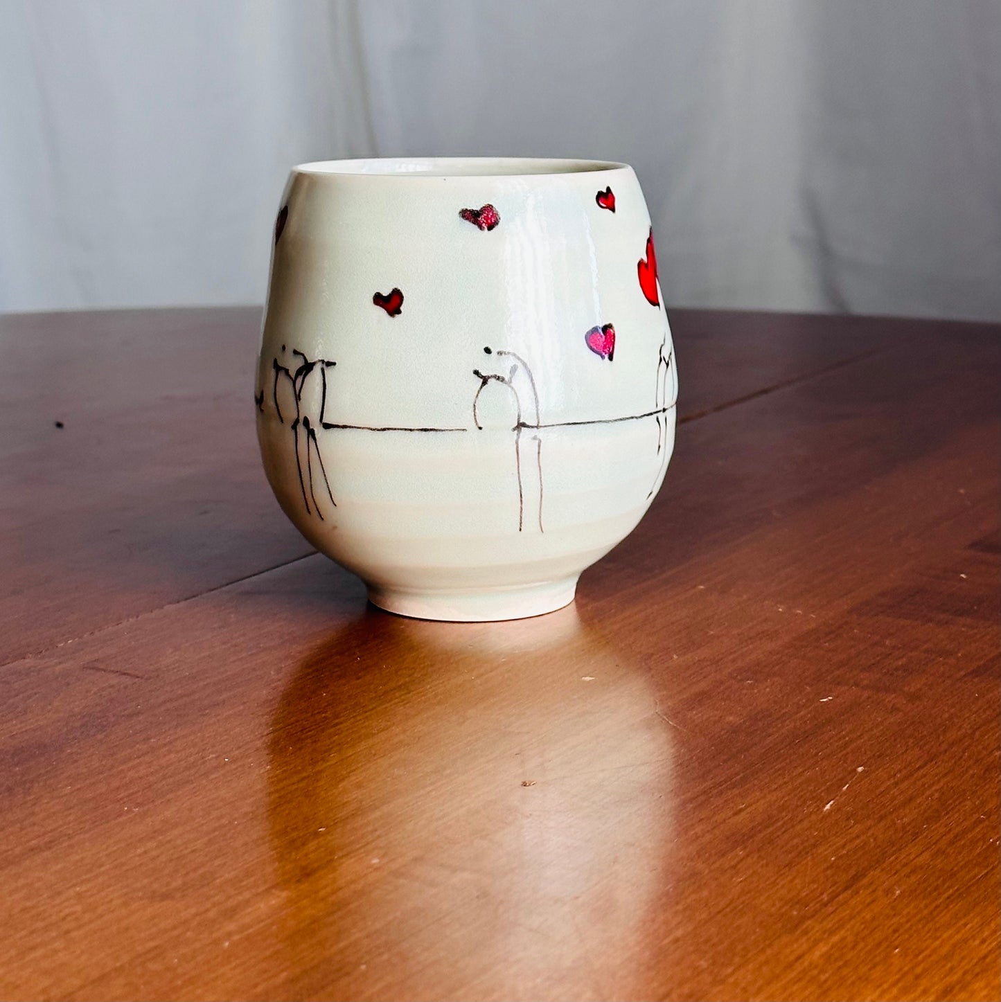 birds and hearts Love me Cup Yunomi tea cup mug y01