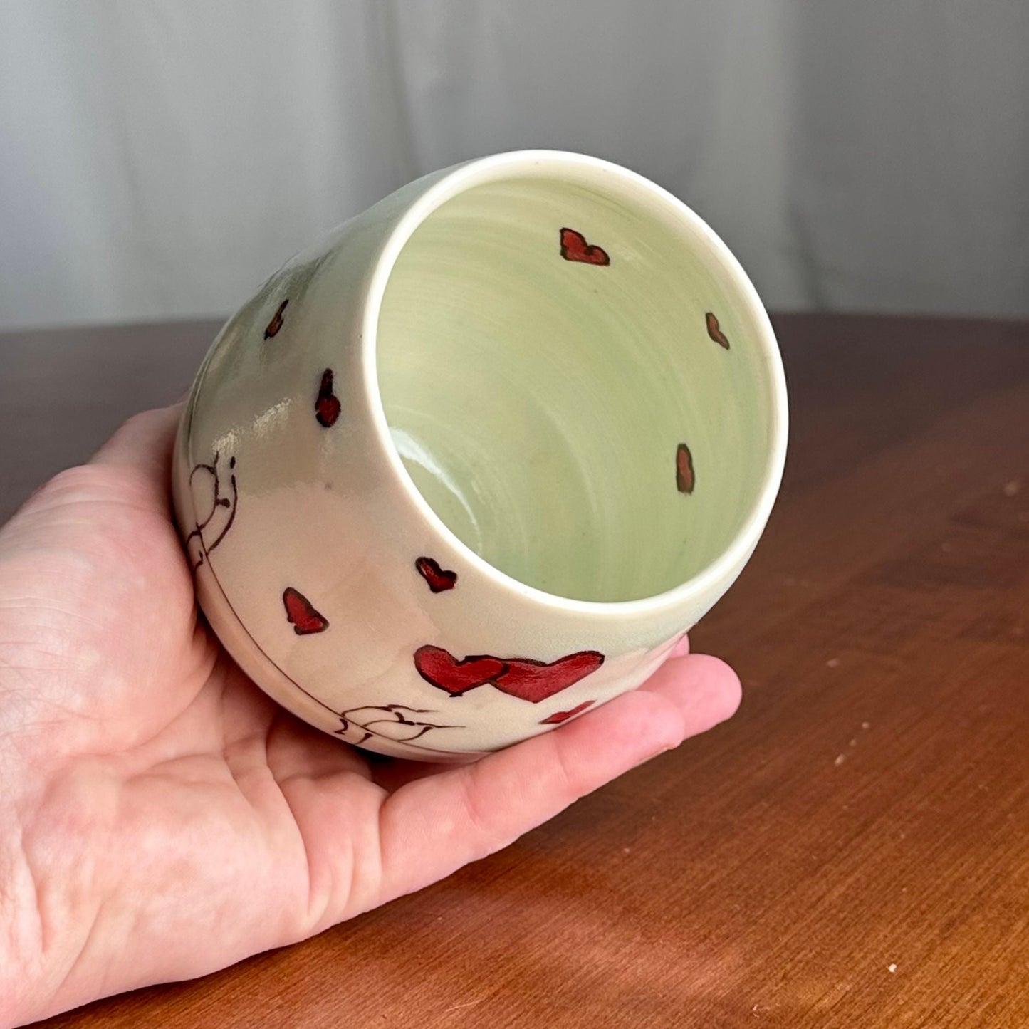 birds and hearts Love me Cup Yunomi tea cup mug y01