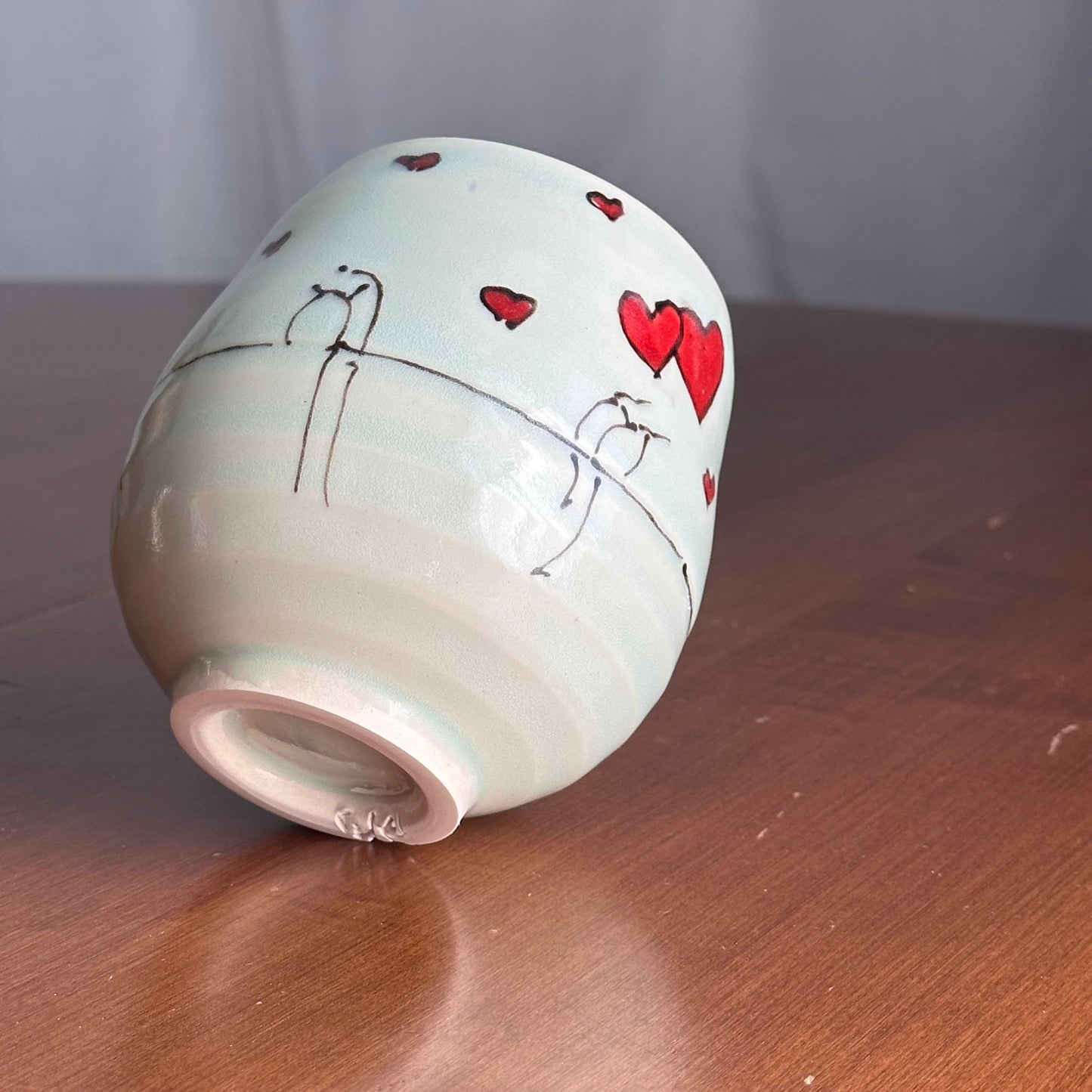 birds and hearts Love me Cup Yunomi tea cup mug y01