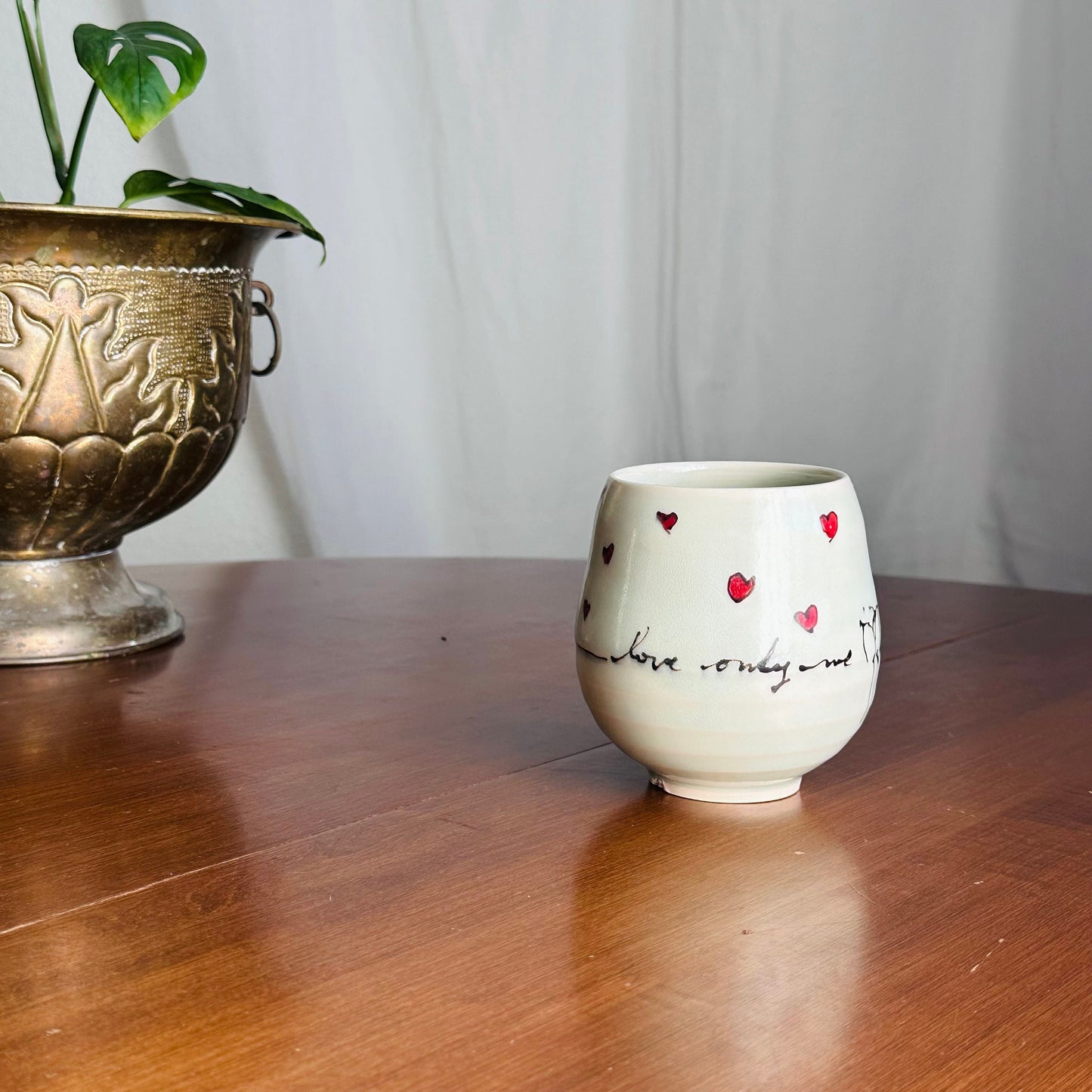 birds and hearts Love me Cup Yunomi tea cup mug y01