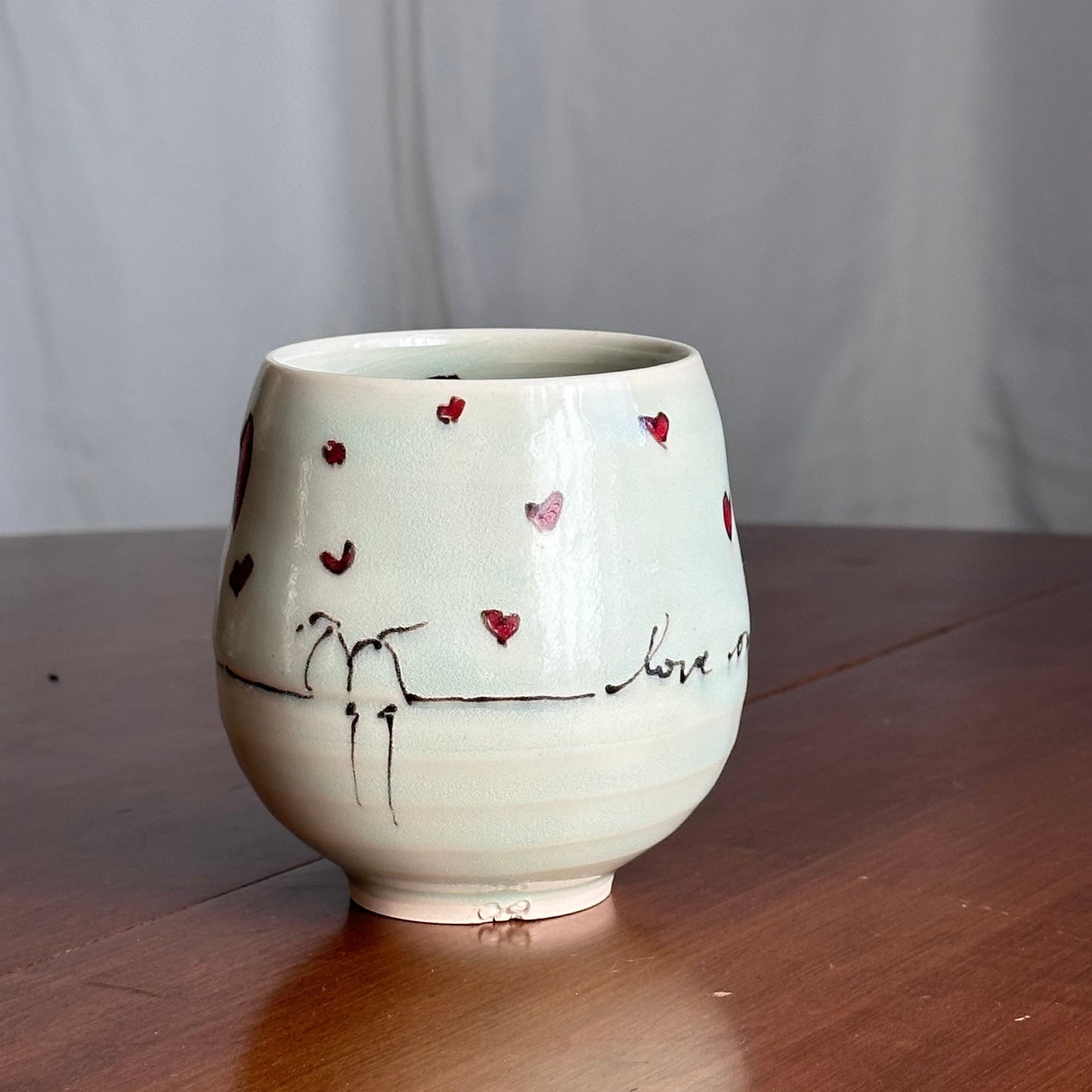 birds and hearts Love me Cup Yunomi tea cup mug y01