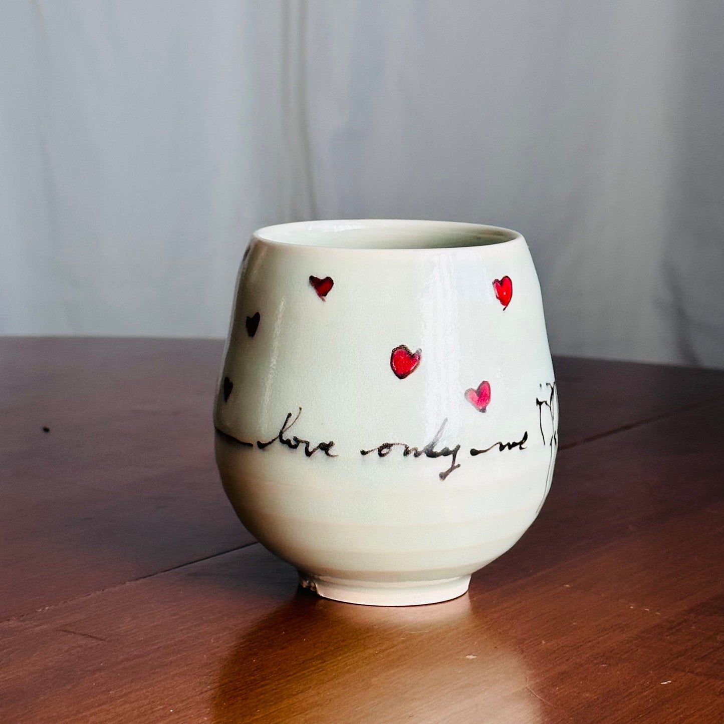 birds and hearts Love me Cup Yunomi tea cup mug y01