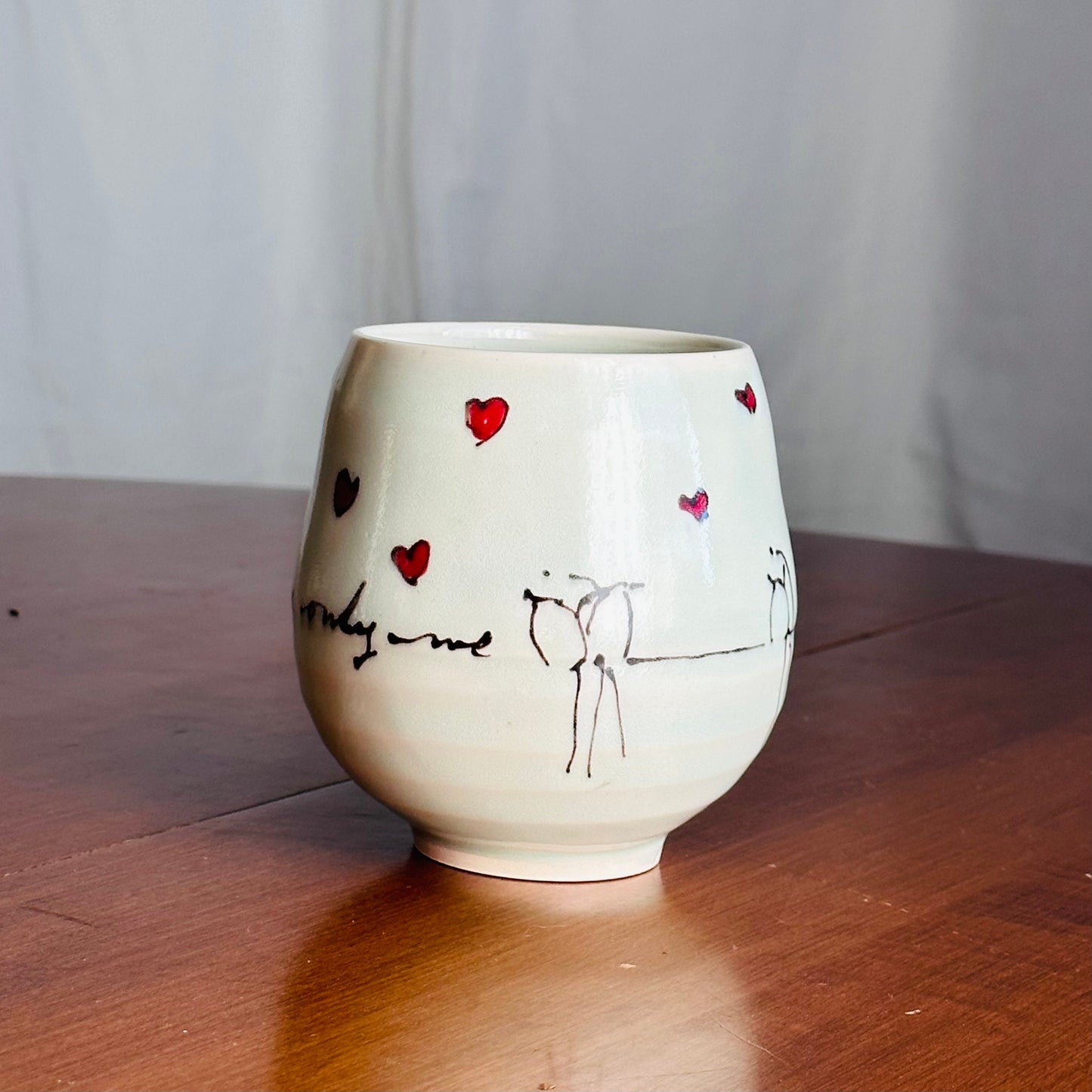 birds and hearts Love me Cup Yunomi tea cup mug y01