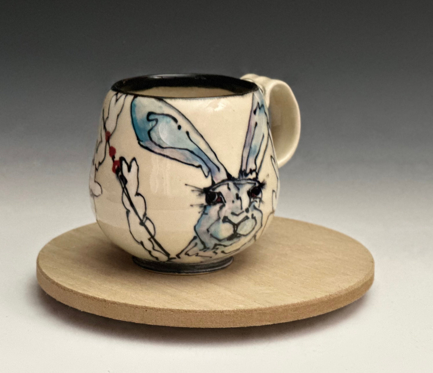 Bunny Pottery Mug Rabbit Mug Coffee Mug Whimsical Cup J2418