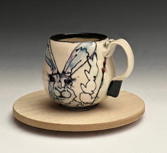 Bunny Pottery Mug Rabbit Mug Coffee Mug Whimsical Cup J2418