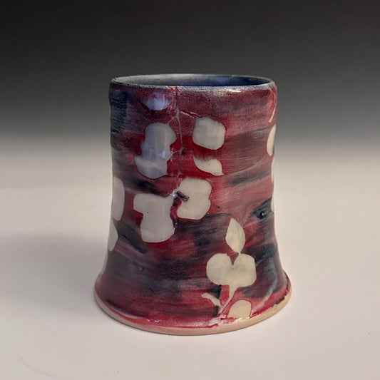 Ceramic Cup Mug Handleless Mug Stoneware Clay Cup Mug Aspen Leaves Black and White A2411