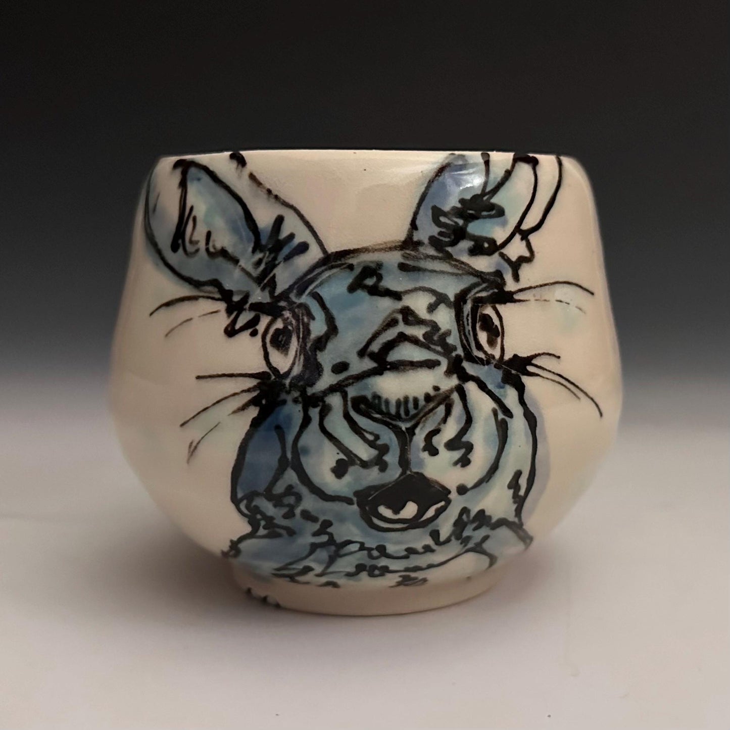 Ceramic Cup Bunny Illustartion Polka Dots Yunomi. Oct001
