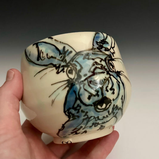 Ceramic Cup Bunny Illustartion Polka Dots Yunomi. Oct001