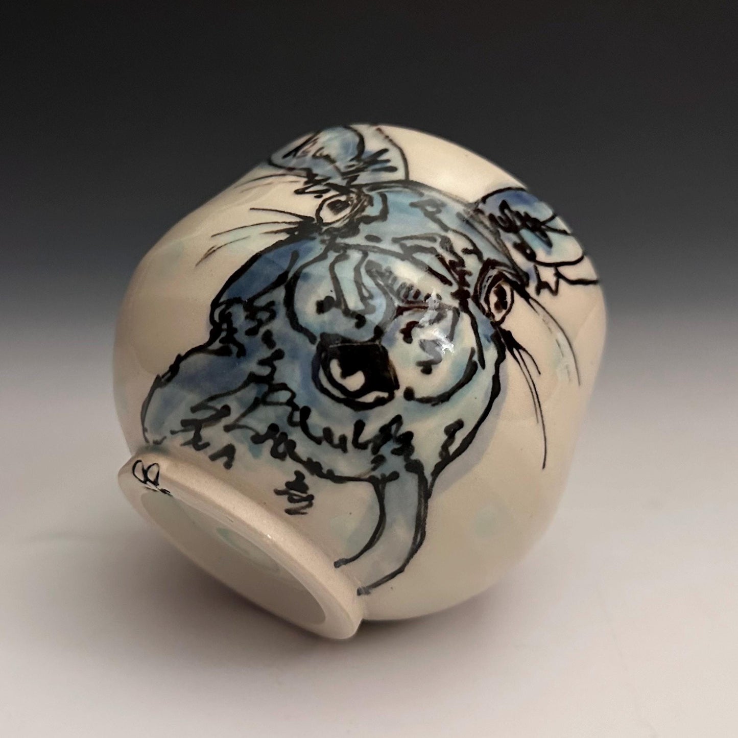 Ceramic Cup Bunny Illustartion Polka Dots Yunomi. Oct001