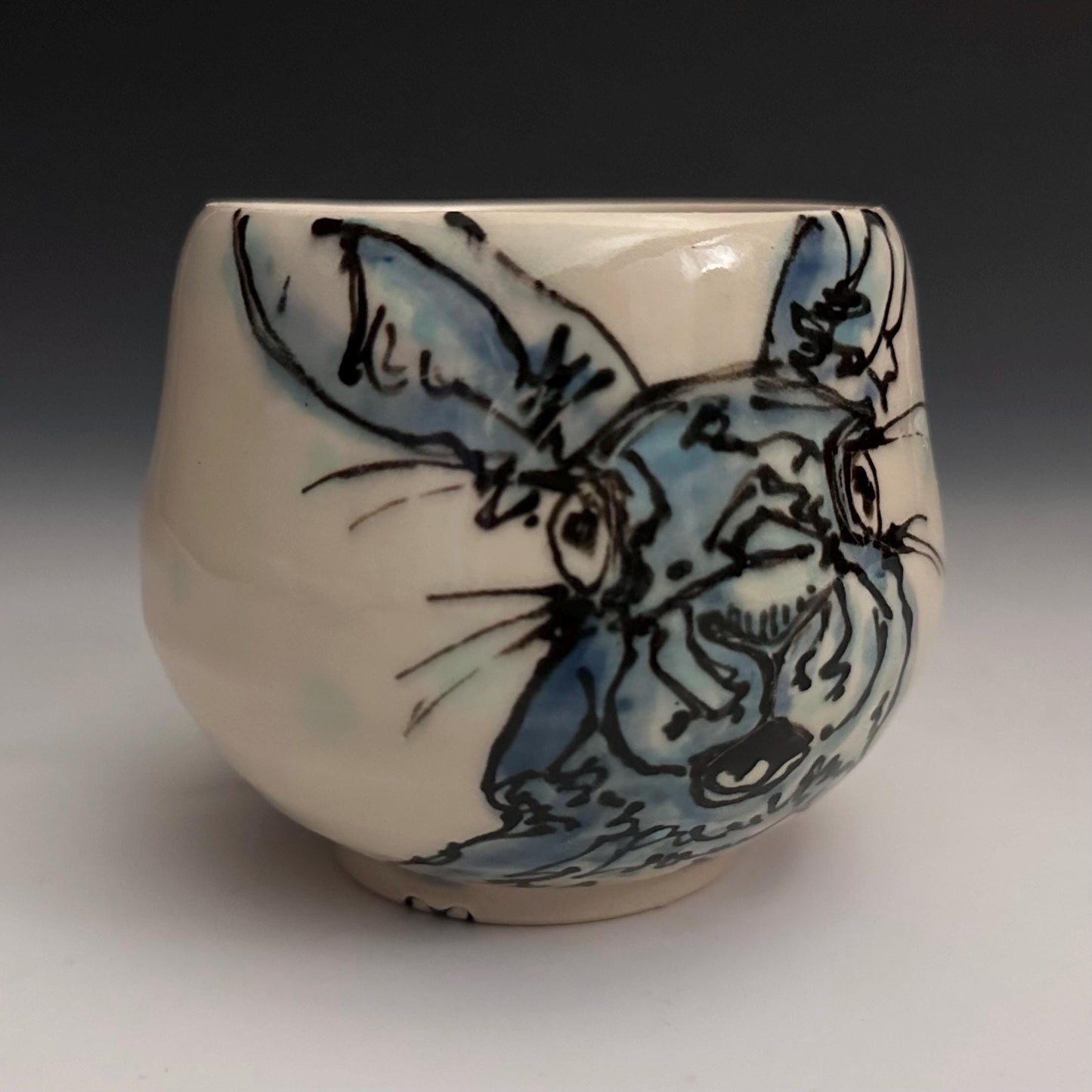 Ceramic Cup Bunny Illustartion Polka Dots Yunomi. Oct001