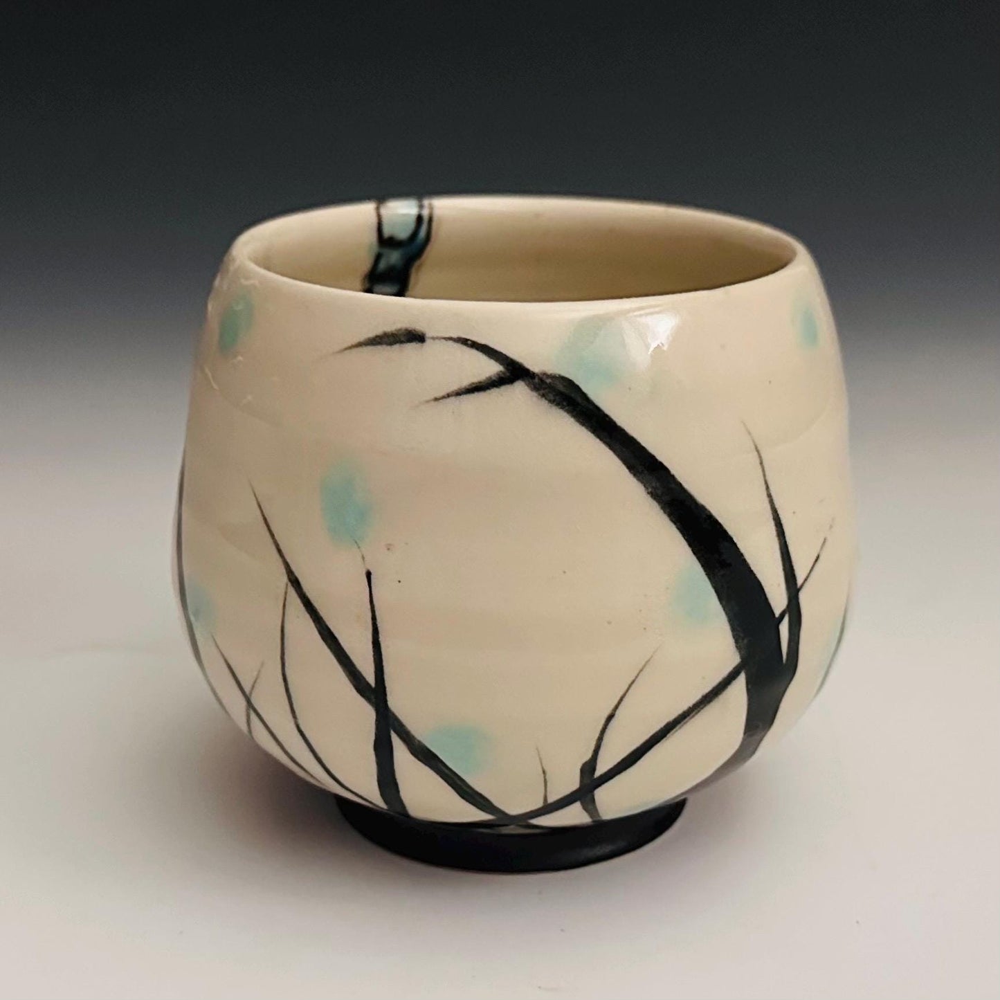 Ceramic Cup Fairy Wren , Bird  Illustration Polka Dots Yunomi oct004