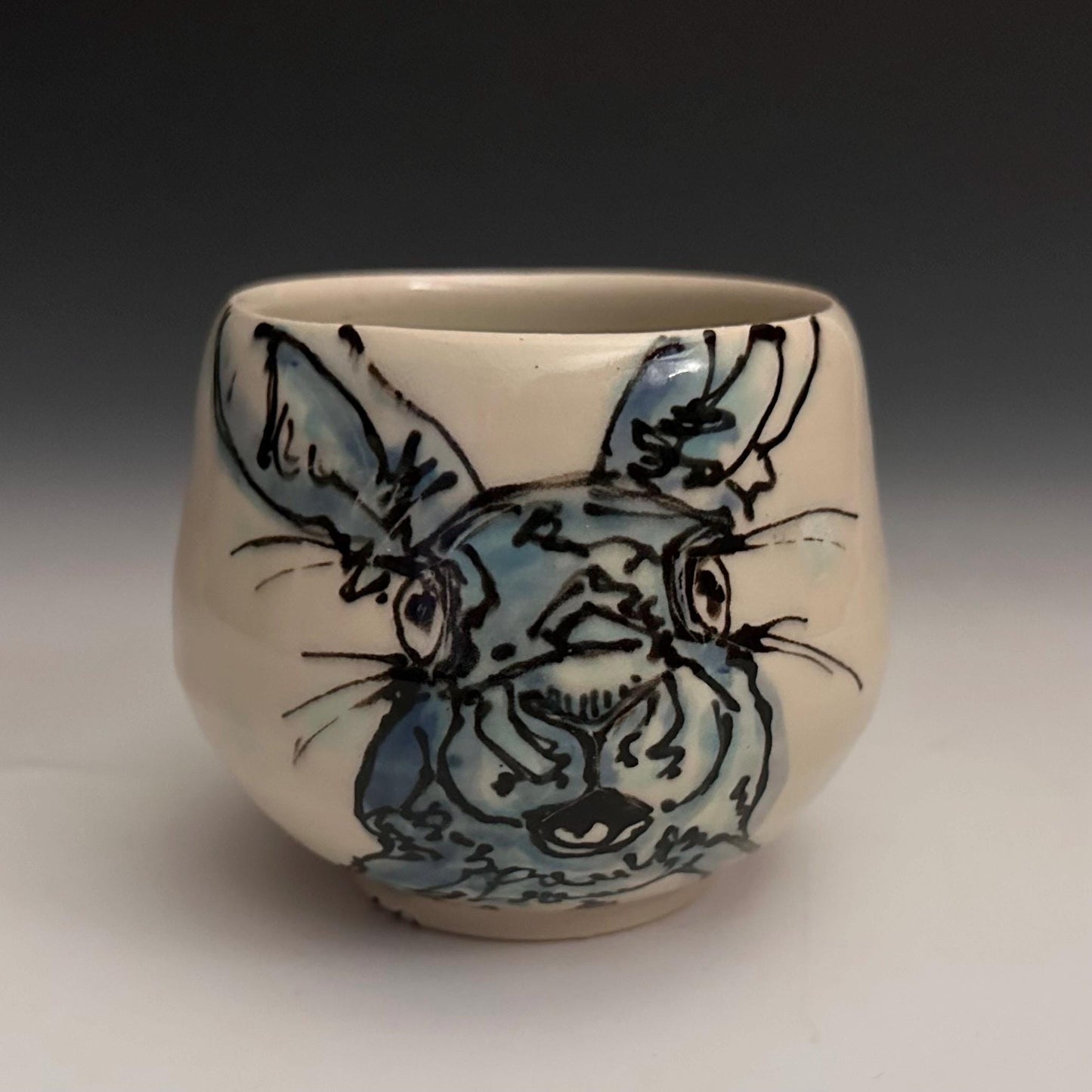 Ceramic Cup Bunny Illustartion Polka Dots Yunomi. Oct001