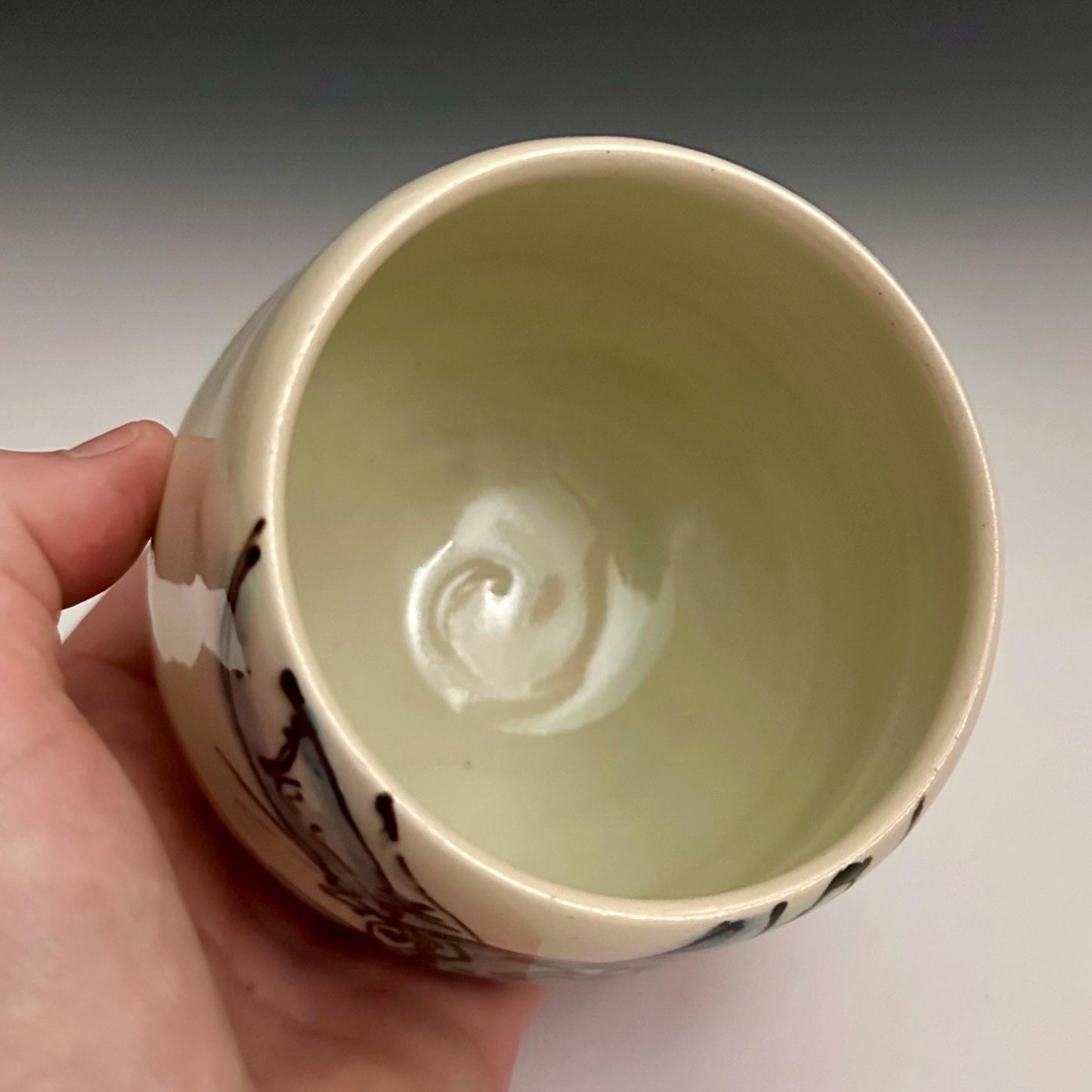 Ceramic Cup Bunny Illustartion Polka Dots Yunomi. Oct001