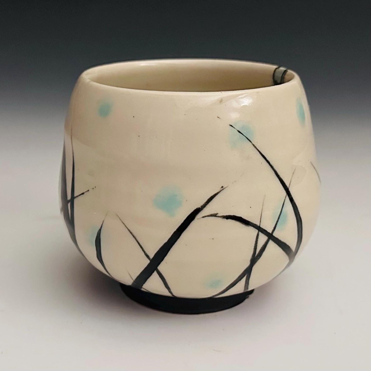 Ceramic Cup Fairy Wren , Bird  Illustration Polka Dots Yunomi oct004