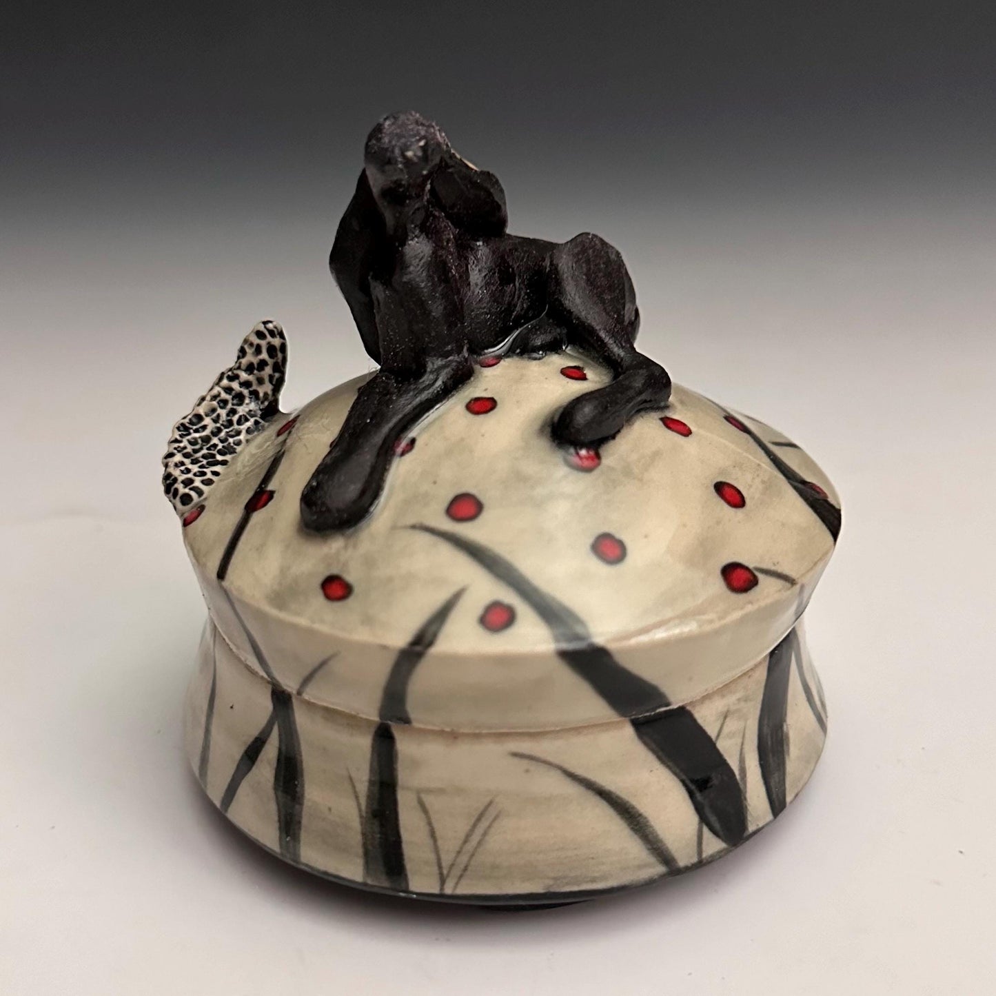 Clay Jewelry Box Hare Rabbit Bunny Whimsical Sculpture Box