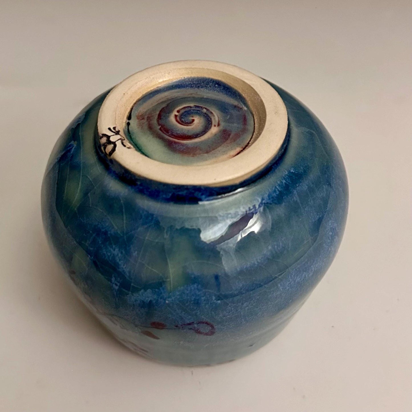Yunomi Pottery Cup Rain and Cherry Blossom Blue Handmade Mug N013