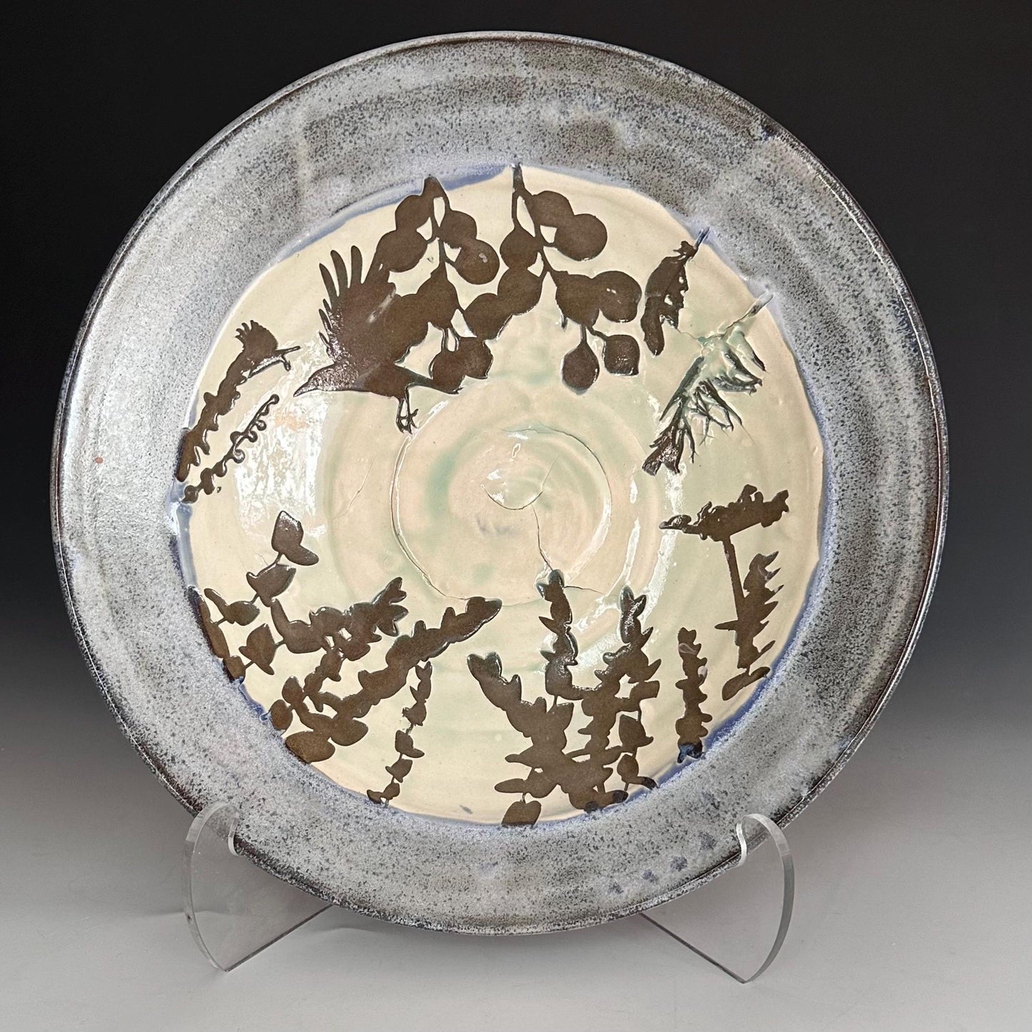 Rustic Blue Raven Large Bowl Fruit Bowl Display