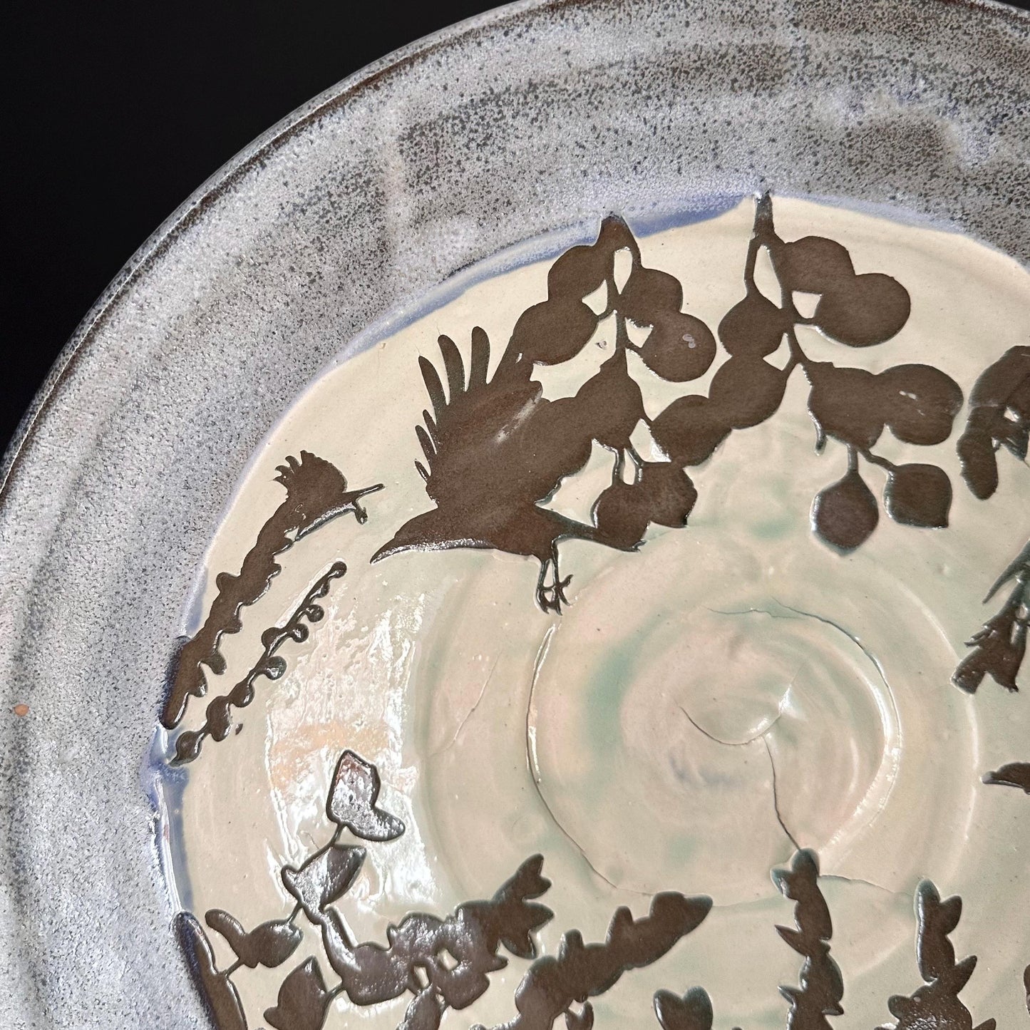 Rustic Blue Raven Large Bowl Fruit Bowl Display