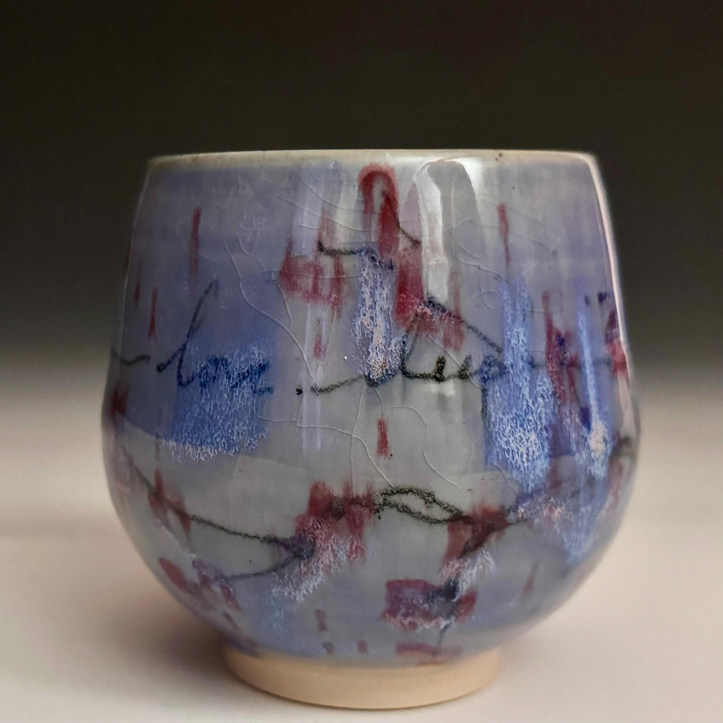 Rain and Cherry Blossom Blue Handmade Mug N013