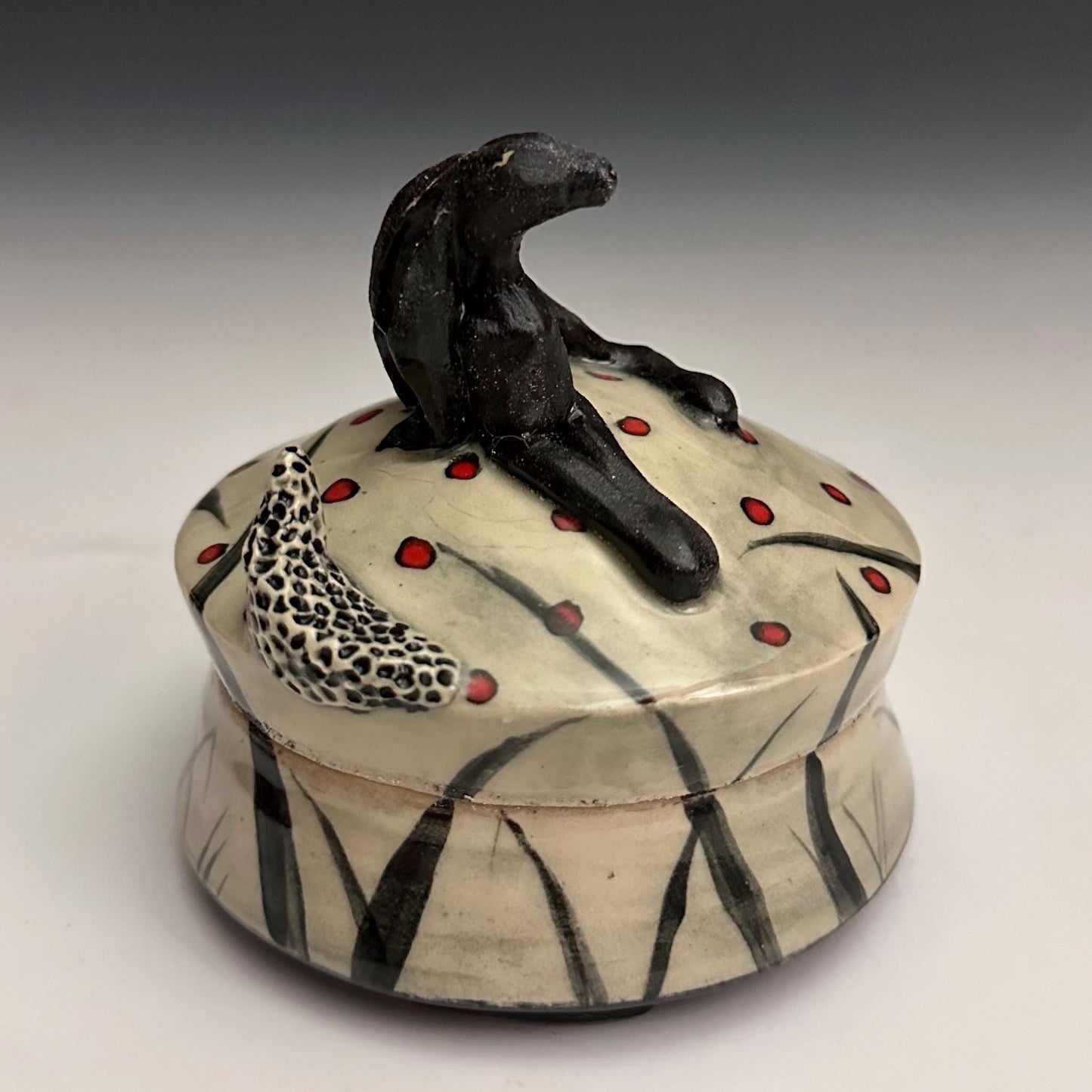 Clay Jewelry Box Hare Rabbit Bunny Whimsical Sculpture Box