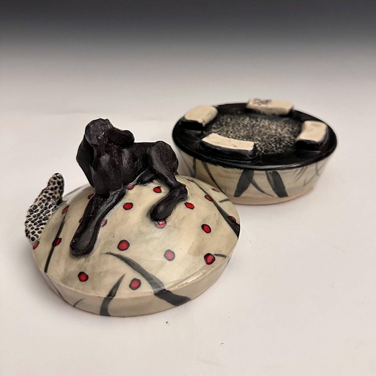 Clay Jewelry Box Hare Rabbit Bunny Whimsical Sculpture Box