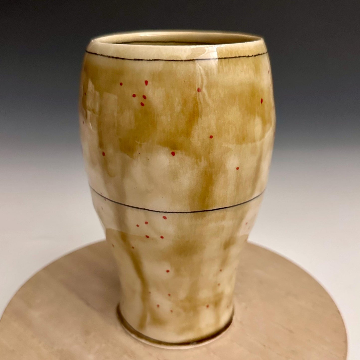 Amber Cherry Blossom Pottery Glass Cup Bird on a Wire NO321