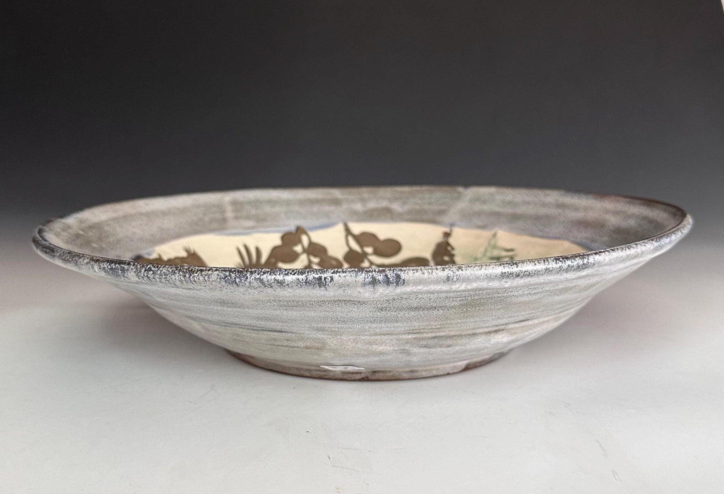 Rustic Blue Raven Large Bowl Fruit Bowl Display