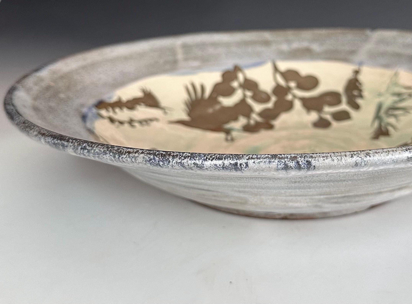 Rustic Blue Raven Large Bowl Fruit Bowl Display