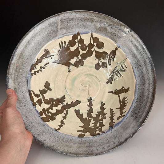 Rustic Blue Raven Large Bowl Fruit Bowl Display
