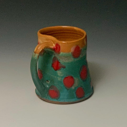 Rustic Red & Turquoise Polka  Dot Stoneware Mug - Handcrafted Coffee Cup 9
