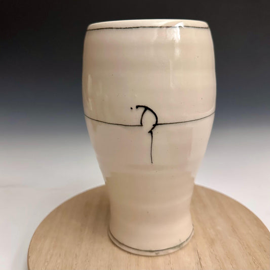 Cherry Blossom Pottery Glass Cup Bird on a Wire NO322