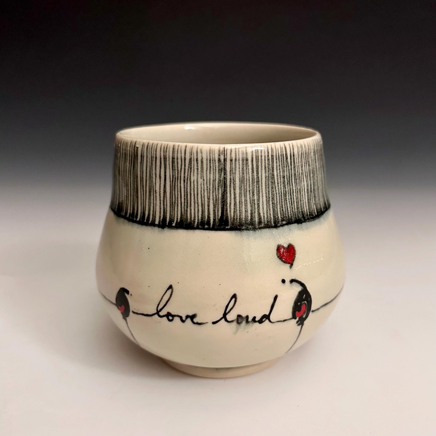 Pottery Mug Coffee Cup “love loudly” Stoneware Mug Handmade Pottery Bird on a Wire F2530