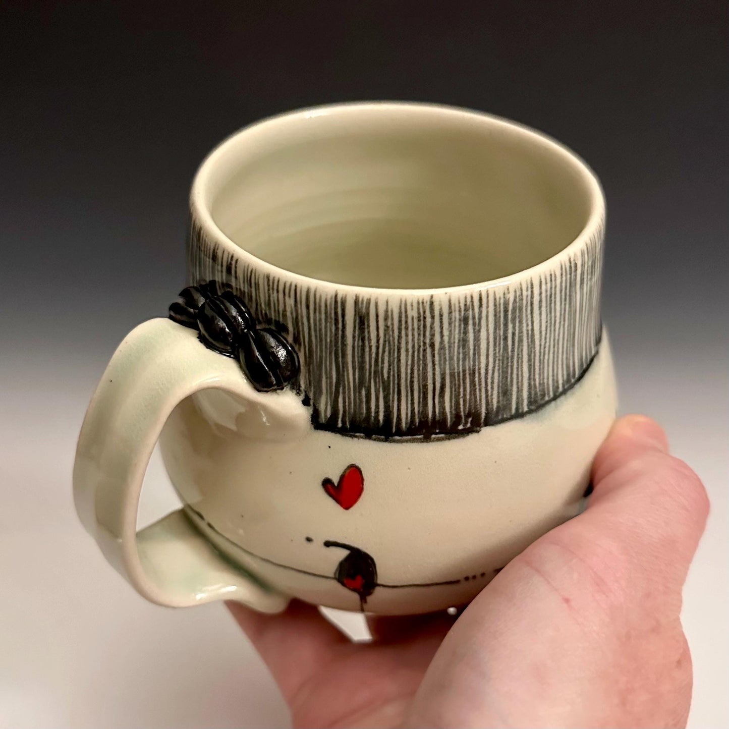 Pottery Mug Coffee Cup “love loudly” Stoneware Mug Handmade Pottery Bird on a Wire F2530