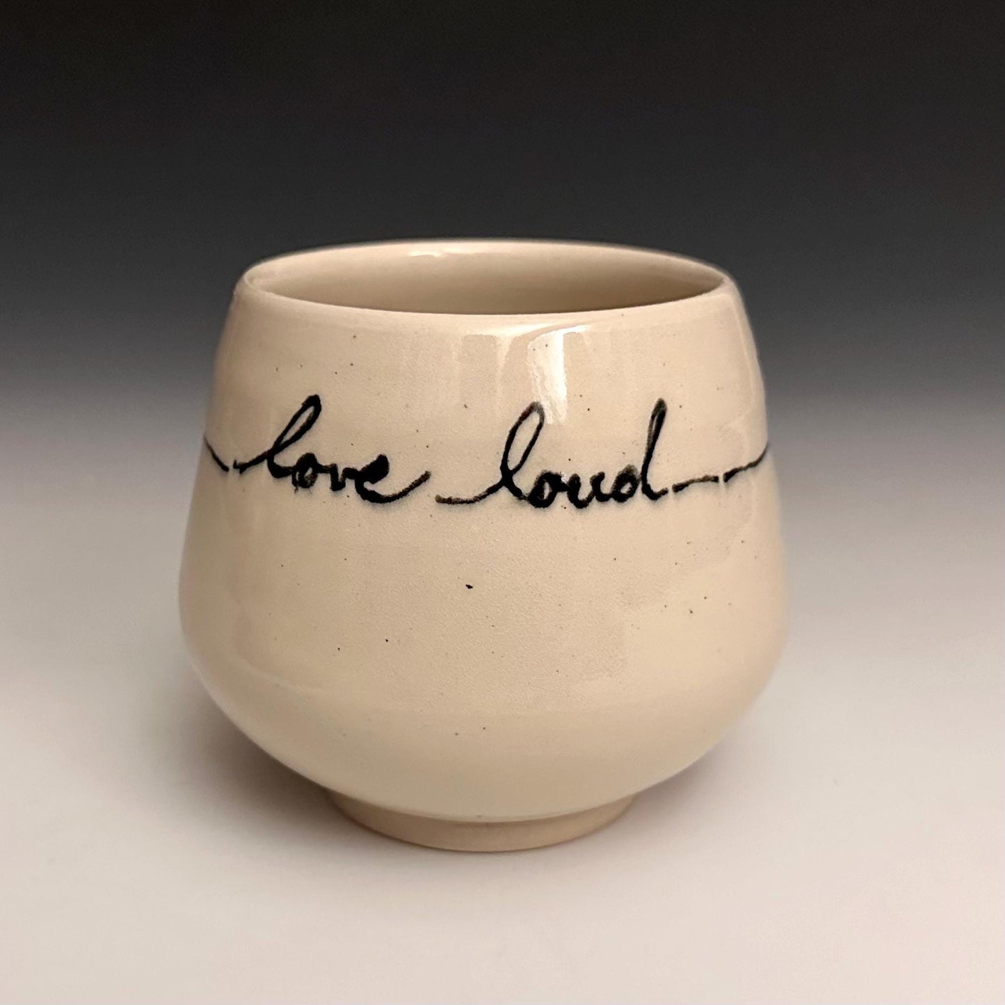 Bird on a Wire “Love Loud”  Yunomi Handleless Mug PotteryCup F2533