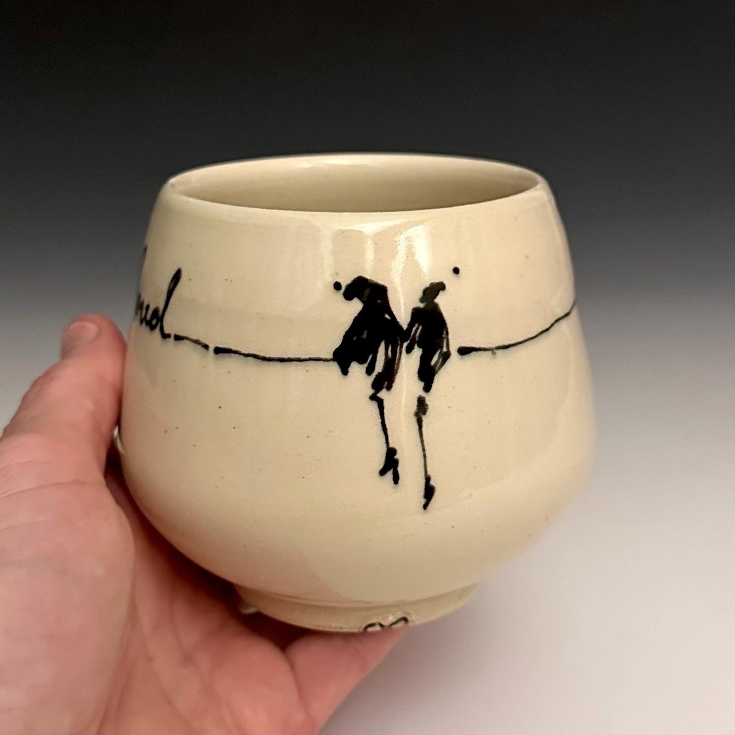 Bird on a Wire “Love Loud”  Yunomi Handleless Mug PotteryCup F2533
