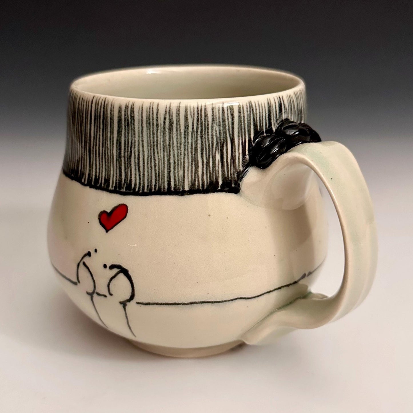 Pottery Mug Coffee Cup “love loudly” Stoneware Mug Handmade Pottery Bird on a Wire F2530